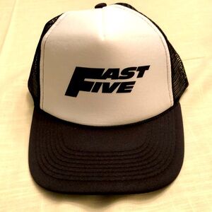 FAST FIVE 2011 MOVIE PROMO CAP BLACK & WHITE TRUCKER-STYLE SNAP BACK  #1016